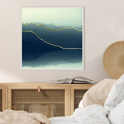 Gold Lined Abstract Mountain Framed Canvas Wall Art