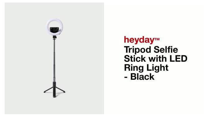 Tripod Selfie Stick with LED Ring Light -  heyday&#8482; Black, 5 of 6, play video