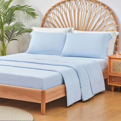 Shabby Chic Solid Color All-Season Microfiber Sheet Set – Lightweight Ultra-Soft Bedding for Hot Season