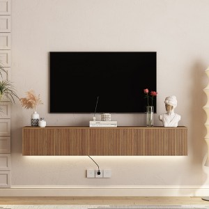 HDZNVF Floating TV Stand Wall Mounted, 69 inch Modern TV Stand for 55 60 65 Inch TV, Brown - 1 of 4