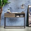 INFURNIC Writing Desk Rustic Desk with Self-Closing Door Storage and Sturdy Metal Base for Office, Brown, 14"*42"*30" - 2 of 4