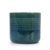 Syemin Planters Set of 3 Grid Ceramic Flowerpot with Drainage Hole, Modern Planter for Patio, Garden, Windowsill, Green, 9.65"*9.65"*9.25" - 4 of 4