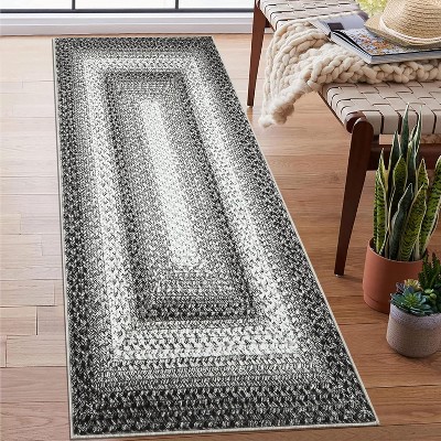 Entryway Rug Small Throw Rug Machine Washable Floor Cover Braided Printed Area Rug Indoor Non Slip Farmhouse Rug Boho Accent Rug
