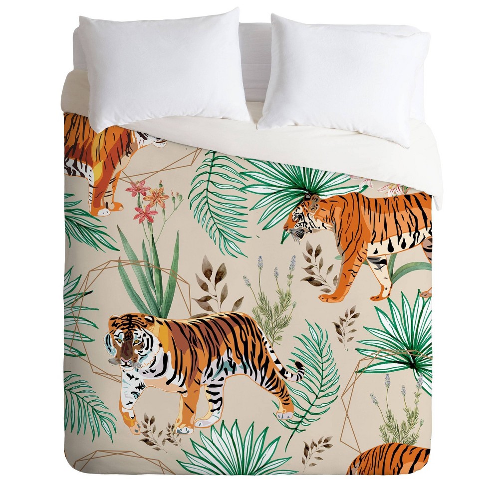 Photos - Bed Linen King 83 Oranges Tropical and Tigers Duvet Set - Deny Designs