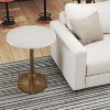 Royal Hampton Accent Side Table with 14.5 Inch Round White Marble Top and Hammered Pedestal Base - 2 of 4