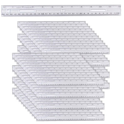Charles Leonard Clear Plastic Ruler, 12", Pack of 48