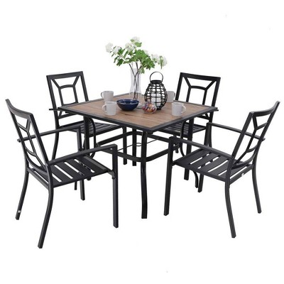 5pc Patio Table & Metal Chairs with Square Design - Captiva Designs