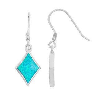 Opalata Sterling Silver Blue Inlay Opal Diamond Shaped Earrings - Blue - 1 of 2