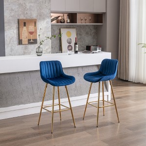 SKRAN 30 inch Bar Stools Set of 2, Upholstered Fabric Barstools  Simple High Bar Stool with Footrest Golden Leg for Bar, Dining Room - 1 of 4