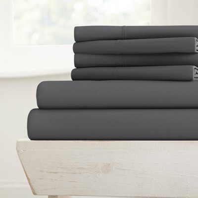 Solid 6 Piece Sheet Set - Ultra Soft, Easy Care - Becky Cameron, Gray, California King