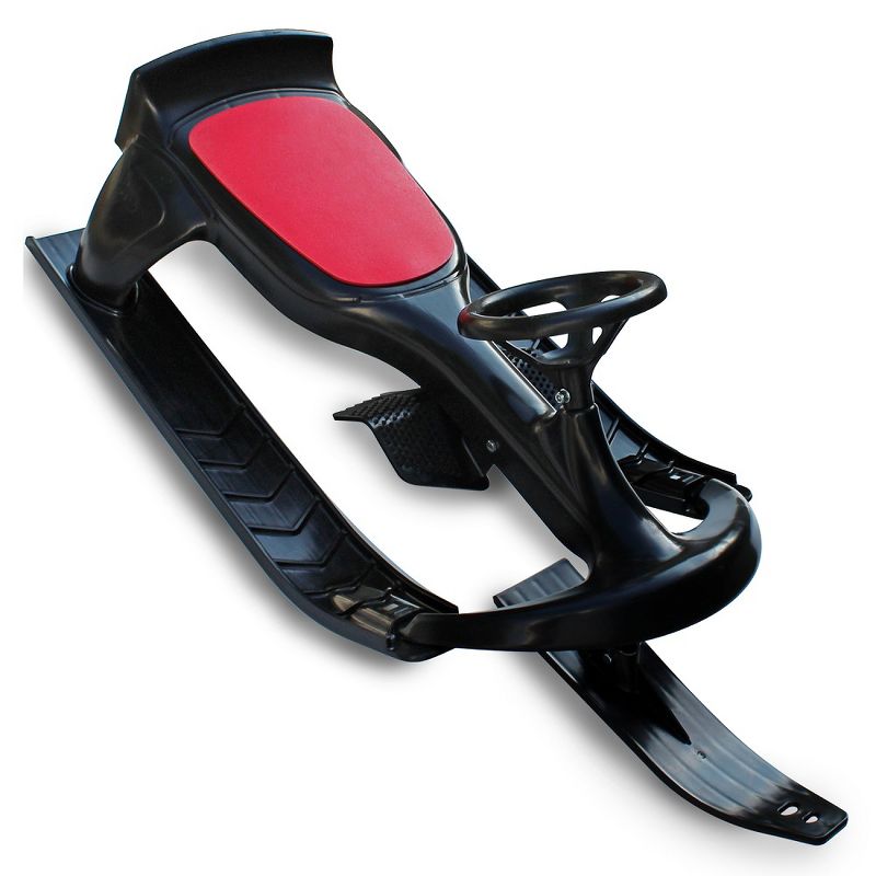 Flexible Flyer PT Blaster plastic sled with steering wheel - Black/Red, 2 of 9