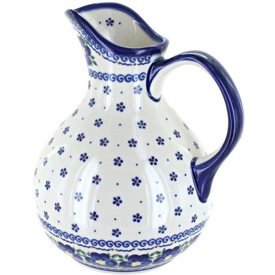 Blue Rose Polish Pottery Spring Blossom Pitcher