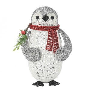 LuxenHome Gray and White Penguin Lighted LED Indoor Outdoor Holiday Decoration - 1 of 4