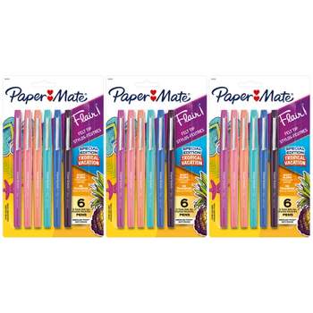 Paper Mate Flair Felt Tip Pens, Medium Point (0.7mm), Tropical Colors, 6 Per Pack, 3 Packs
