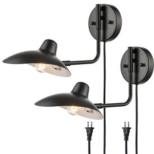 Claxy Modern Black Swing Arm Wall Sconce Plug-in or Hardwired set of 2 - 1 of 4