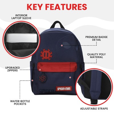 Spider-Man Classic Spider-Man Line Art 16.5” Adult Black & Red Backpack — фото 2