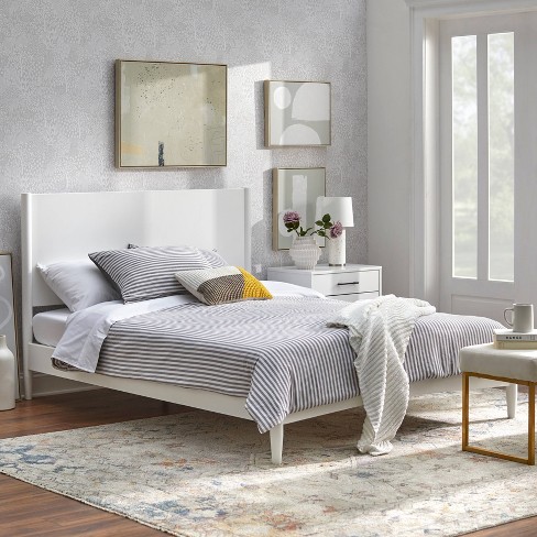 Queen Casta Platform Wood Bed White - Lifestorey : Target