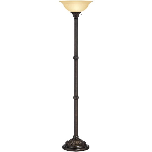 Living Room Bedroom Office Uplight, 72 75 In Bronze Floor Lamp With White Alabaster Shade By Hampton Bay