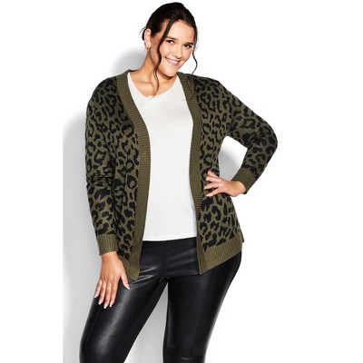 Avenue Women's Plus Size Longline Print Cardigan