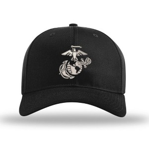 OUTSIDE THE WIRE Leatherneck for Life 3D Eagle Globe & Anchor Structured USMC Hat - Silver Logo - 1 of 4