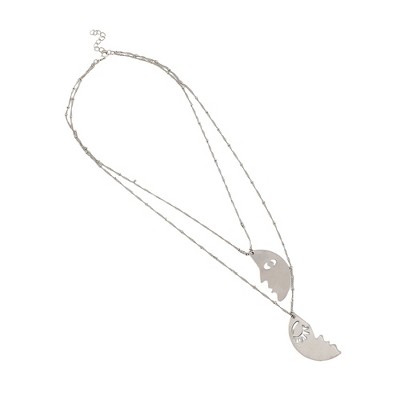SOHI Women's Metallic Silver The Lovers Multi-Layer Necklace