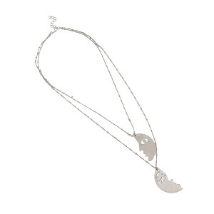 SOHI Women's Metallic Silver The Lovers Multi-Layer Necklace - 1 of 4