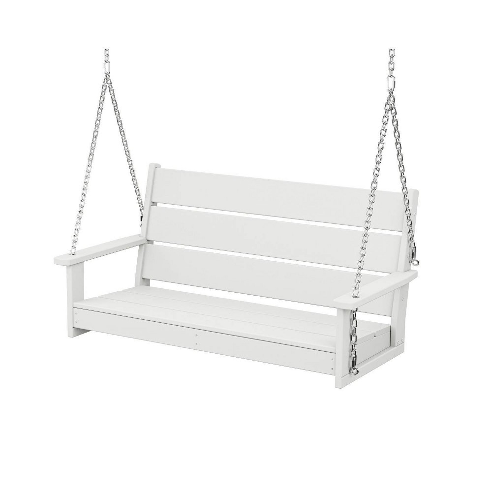 POLYWOOD Lakeside Outdoor Patio Garden Swing Bench White: Durable, Fade-Resistant, 2-Seater