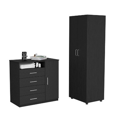 NicBex Armoire Wardrob + Dresser with Double Doors & Shelves & Drawers for Bedroom
