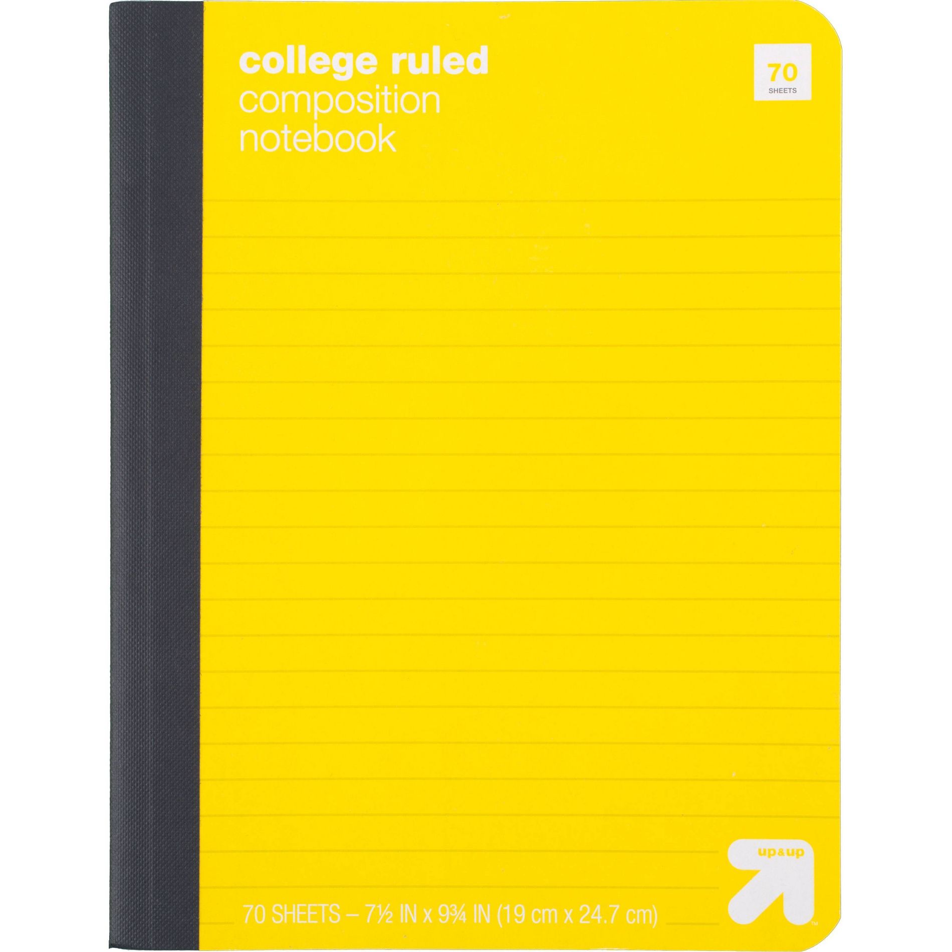 College Ruled Yellow Hard Cover Composition Notebook - up&up™: 7.5x9.75", 70 Pages, Tween & Child, Lined Paper