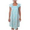 YafeMarte Women’s Cap Sleeve Cotton Blend Nightgown with Smocked Yoke and Floral Design - 3 of 4