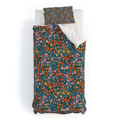 Deny Designs 2pc Twin/Twin XL Schatzi Brown Laural Ditsy Green Duvet and Sham Set