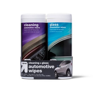 2pk Automotive Interior Cleaner Auto Wipes - up&up™: Car Cleaning Supplies, Streak-Free, Non-Abrasive, Unscented - 1 of 3