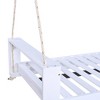 NAYSAYE Patio Swing Acacia Wood Twin Size Porch Swing Bed Secure Design for Outdoor Use, White, 93.75"*11.25"*10.5" - 3 of 4