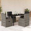 vidaXL Garden Dining Set Grey PE Rattan 5 Piece Set - 2 of 4