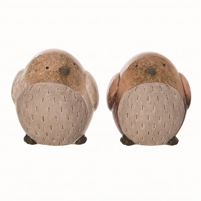 Transpac Ceramic Brown Harvest Large Terracotta Bird Set of 2