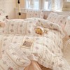 Ruffle Duvet Cover Queen with Pink Flower Print and Lace, Cotton Princess Bedding Set for Teen Girls - 4 of 4