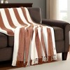 HomeRoots Burnt Orange Woven Cotton Striped Throw Blanket - 2 of 4
