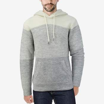 X RAY Men's Slim Fit Knitted Hoodie Sweater, Casual Color Block Hooded Pullover Top