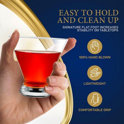 NutriChef 8.4oz Clear Hand Blown Stemless Martini Glasses, Set of 2