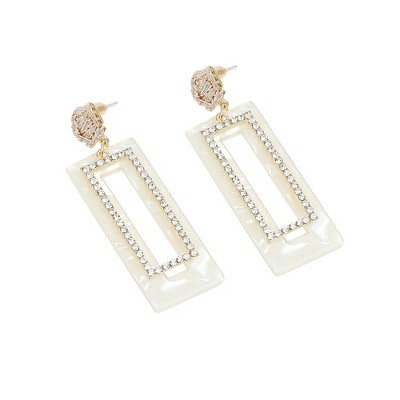SOHI Women's Silver Geometric Drop Earrings
