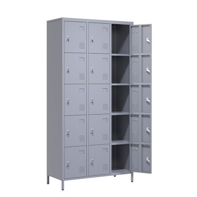Dexmalle 15 Large Compartments  Storage Metal Locker Officce Cabinet