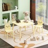 KTMBDW Kids Table and Chair Set with 2 Bunny Chairs, Wooden Activity Table for Toddlers, Cute Animal Design Study Play Set for Playroom, Cream Yellow - 2 of 4
