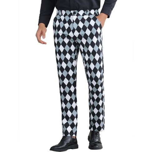 Lars Amadeus Men's Flat Front Straight Leg Argyle Plaid Trousers - image 1 of 4