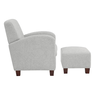 Herringbone Smoke Upholstered Club Chair and Ottoman Set