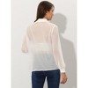 Allegra K Women's Sheer Mesh Long Sleeve Button Down Shirts - image 3 of 4