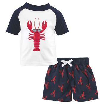Hudson Baby Toddler Boy Swim Rashguard Set, Lobster