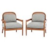 PAGED Modern Accent Chairs Set of 2, Wooden Arm Chair with Rattan Backrest and Cushion for Bedroom, Living Room Furniture - 3 of 4