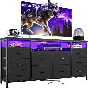 10 Drawer Dresser TV Stand for 75 Inch Tv, Fabric Dresser Entertainment Center, Chest of Drawers - 1 of 4