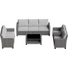 Patio Furniture Sets 6 Pieces, PE Wicker Modern Patio Conversation Set with Storage Cushions - 3 of 4
