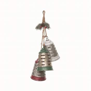 Transpac Metal Multicolor Christmas Tri Color Bell